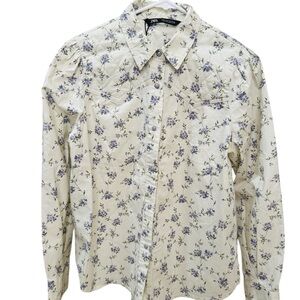 Zara Cream Shirt with Purple Floral Pattern